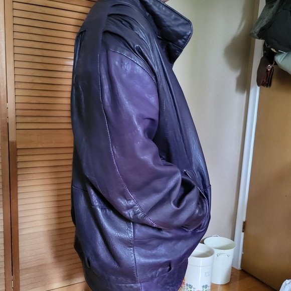 Vintage Massimo Purple Leather Jacket - Picture 3 of 3